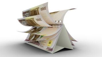 calendario hecho de billetes de naira nigerianos aislados en un fondo transparente. calendario de dinero. concepto de gasto. representación 3d png