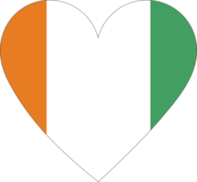 Cote d'Ivoire flag in the shape of a heart. png