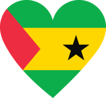 Sao Tome and Principe flag in the shape of a heart. png