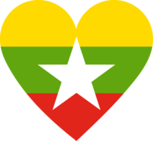 Myanmar-Flagge in Form eines Herzens. png