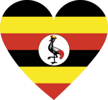 Uganda flag in the shape of a heart. png