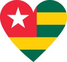 Togo flag in the shape of a heart. png