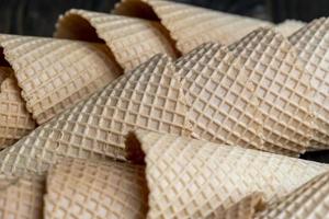 Waffle cones for ice cream photo