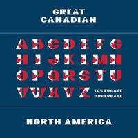 Alphabet for celebration design 1 th july in National canada flag style font on dark blue background with text Great Canadian. vector