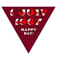 Happy Canada day card. Pattern with red and white color modern typography for celebration design, flyer, banner on checkered background. National flag style vector