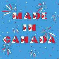 tarjeta feliz del día de canadá. patrón con bandera nacional tipografía moderna de color rojo y blanco para diseño de celebración, volante, pancarta. sobre fondo azul de fuegos artificiales efectivos. vector