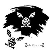 Stylized decorative rabbit mask. Tattoo silhouette vector