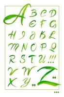 Set hand-drawn calligraphy alphabet on white. Watercolor. vector