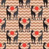 Seamless vintage pattern with giraffe vector