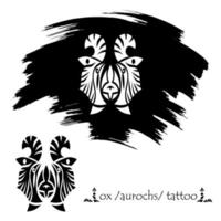 Stylized decorative bison mask. Tattoo silhouette vector