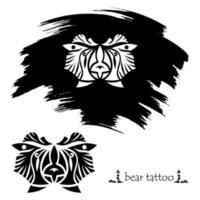 máscara de oso decorativa estilizada. silueta del tatuaje vector