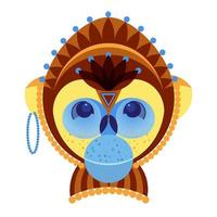 Head of monkey, decorative geometric stylization vector