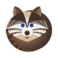 Head of raccoon, decorative geometric stylization vector