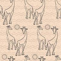 Seamless vintage pattern with giraffe vector