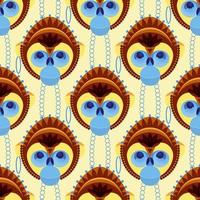 Seamless pattern of geometrically stylized monkey head vector