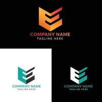 Letter E logo with three color variations ready for print vector file