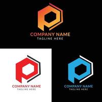 Modern P letter logo for your company and business with three color variations vector