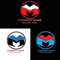 Modern and creative m letter logo for your company and business with three color variations vector