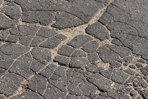 pits and cracks on the asphalt of the road photo