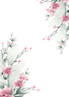 quadro de flores em aquarela com espaço de texto png