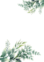 Green watercolor leaves png