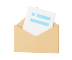 3D Email icon with document png