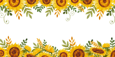 Watercolor sunflowers frame png