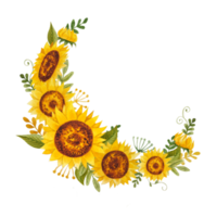 Watercolor sunflowers bouquets png