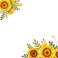 cadre de tournesols aquarelle png