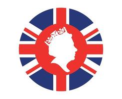Queen Elizabeth Face Red And White With British United Kingdom Flag National Europe Emblem Icon Vector Illustration Abstract Design Element