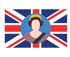 elizabeth queen 1926 2022 retrato facial con bandera británica del reino unido emblema nacional de europa símbolo icono ilustración vectorial elemento de diseño abstracto vector