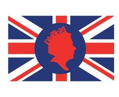 Queen Elizabeth Face Red With British United Kingdom Flag National Europe Emblem Symbol Icon Vector Illustration Abstract Design Element