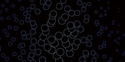 Dark BLUE vector background with bubbles.