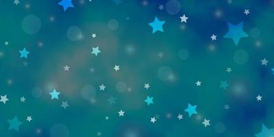 Light BLUE vector background with circles, stars.