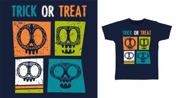 Trick or treat halloween skull illustration t-shirt design vector