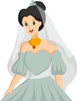 Bride with Blue Dress Character Design Illustration vector