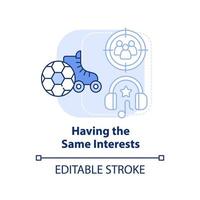 Having same interests light blue concept icon. Peer influence on teenage behavior abstract idea thin line illustration. Isolated outline drawing. Editable stroke. vector