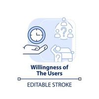 Willingness of users light blue concept icon. Change customer habits. Maas issue abstract idea thin line illustration. Isolated outline drawing. Editable stroke. vector