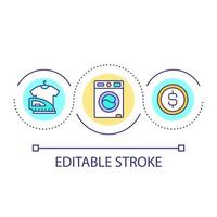Laundry during roadtrip loop concept icon. Laundromat usage. Keep clothes clean while travelling abstract idea thin line illustration. Isolated outline drawing. Editable stroke. vector