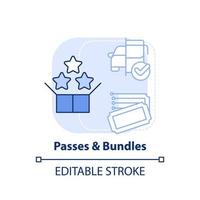 Passes and bundles light blue concept icon. Alternative offer. Maas integration level abstract idea thin line illustration. Isolated outline drawing. Editable stroke. vector