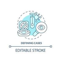 Defining cases turquoise concept icon. Tracking infection. Disease monitoring abstract idea thin line illustration. Isolated outline drawing. Editable stroke. vector