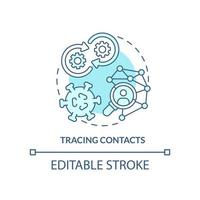 Tracing contacts turquoise concept icon. Infection spreading. Disease monitoring abstract idea thin line illustration. Isolated outline drawing. Editable stroke. vector