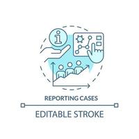 Reporting cases turquoise concept icon. Data presentation. Disease monitoring abstract idea thin line illustration. Isolated outline drawing. Editable stroke. vector