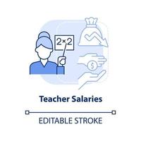 Teacher salaries light blue concept icon. Decreasing compensations. Education issue abstract idea thin line illustration. Isolated outline drawing. Editable stroke. vector