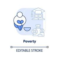 Poverty light blue concept icon. Bad learning performance. Problem in public schools abstract idea thin line illustration. Isolated outline drawing. Editable stroke. vector