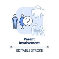 Parent involvement light blue concept icon. Process interference. Problem in schools abstract idea thin line illustration. Isolated outline drawing. Editable stroke. vector