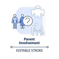 Parent involvement light blue concept icon. Process interference. Problem in schools abstract idea thin line illustration. Isolated outline drawing. Editable stroke. vector