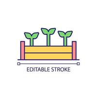 Bed with seedlings RGB color icon. Gardening plot. Growing flowers and vegetables. Horticultural practice. Isolated vector illustration. Simple filled line drawing. Editable stroke.