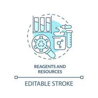 Reagents and resource turquoise concept icon. Pandemic preparedness preclinical study abstract idea thin line illustration. Isolated outline drawing. Editable stroke. vector