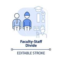 Faculty staff divide light blue concept icon. Issue in higher education abstract idea thin line illustration. Isolated outline drawing. Editable stroke. vector